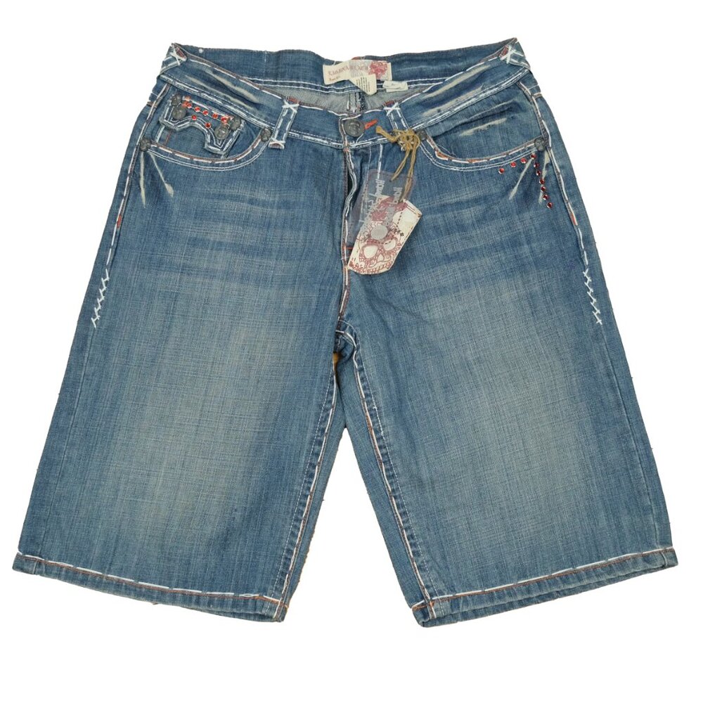 Vintage Y2K NWT Laguna Beach Jean Co Hand Stitched Baggy Jean Shorts Size 38